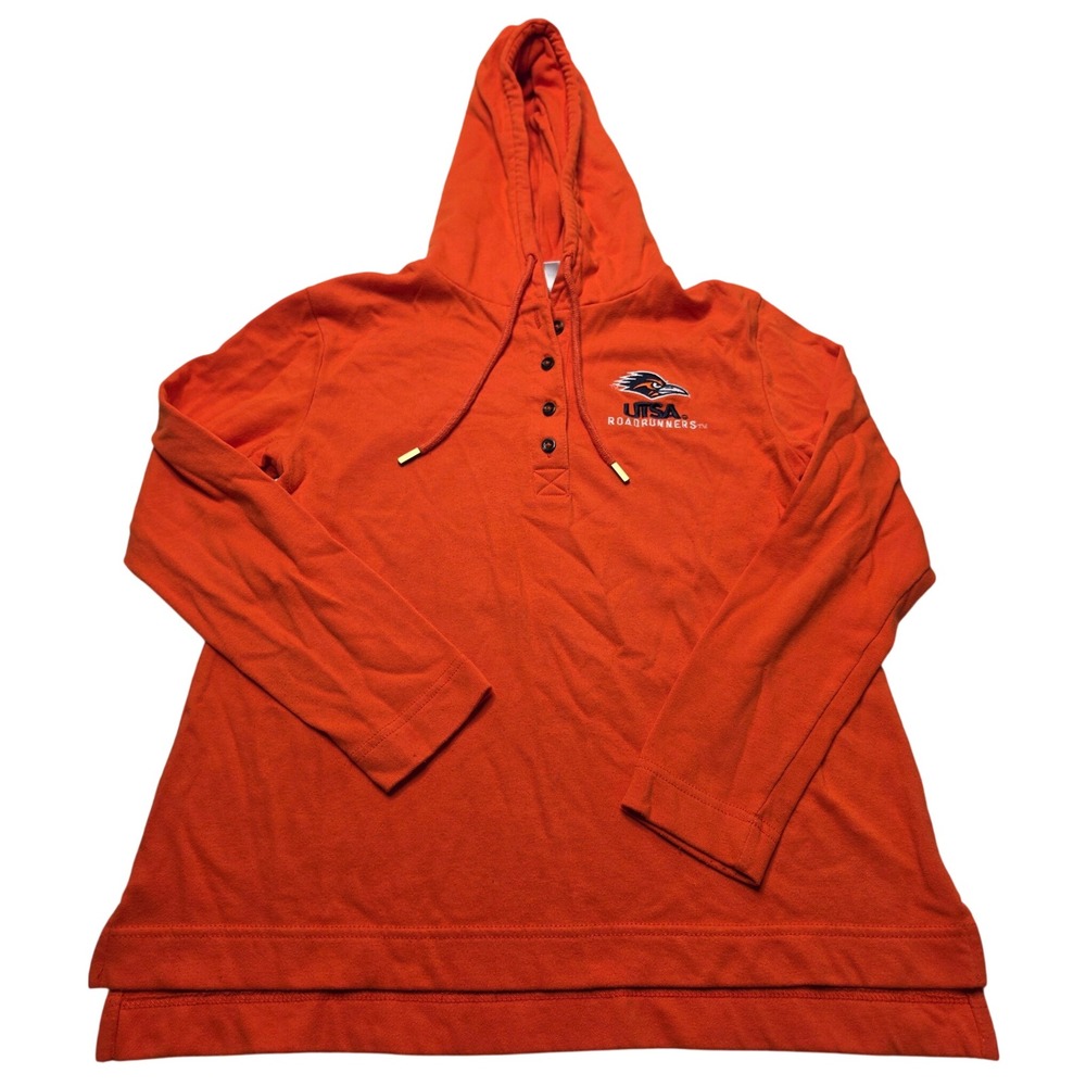 Champion UTSA Roadrunners Orange Henley Hoodie Womens Medium NCAA Pullover